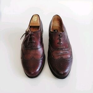 Stamati Mastroianni Shoes Men's 9M Burgundy Maroon Hand Made Italy Wingtips